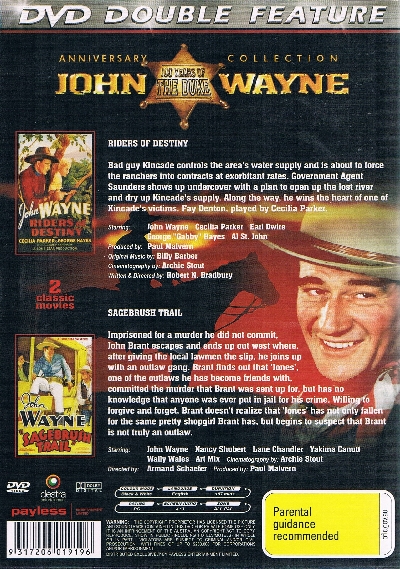 Riders Of Destiny & Sagebrush Trail DVD Double Movie -John Wayne