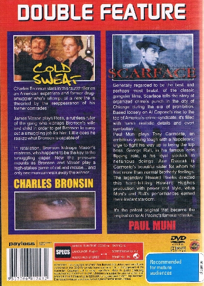 Cold Sweat & Scarface DVD 2 Movies - Charles Bronson plus more.