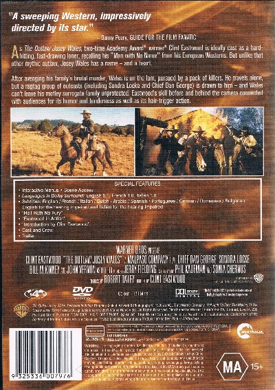 The Outlaw Josey Wales DVD - Clint Eastwood - Click Image to Close