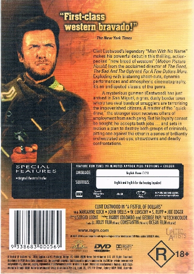 A Fistful Of Dollars DVD - Clint Eastwood - Click Image to Close